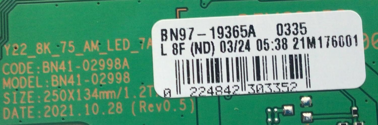 LED DRIVER PARA TV SAMSUNG / NUMERO DE PARTE BN94-17421A / BN41-02998A / BN97-19365A / BN9417421A / 17421A / NUMERO DE PANEL CY-TB085JLAV1H / DISPLAY BN96-54608A / T750MVR03.0 / MODELO QN85QN900BFXZA - Imagen 2